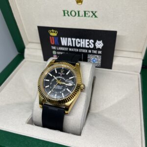 Rolex Sky-Dweller Black Dial Oysterflex Yellow Gold 42mm (2)