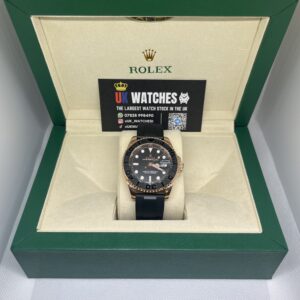 Rolex Yacht-Master Black Dial Oysterflex Rose Gold 42mm