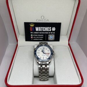 Omega Seamaster White Dial Blue Bezel Stainless Steel 42mm