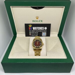 Rolex Lady Datejust Red Ombre Diamond Dial 2025 Release Presidential Bracelet Full Yellow Gold 31mm